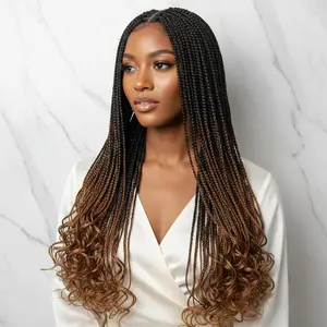French Curls 360 HD Full Lace Knotless Braids Braided Wig.