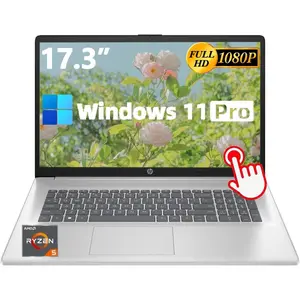 HP 17.3 Flagship Touchscreen Laptop Computer - 17.3" HD • Anti-Glare • AMD Ryzen 5 7530U(up to 4.5 GHz) • Win 11 pro • WiFi 6 • for Business & Student •  Silver