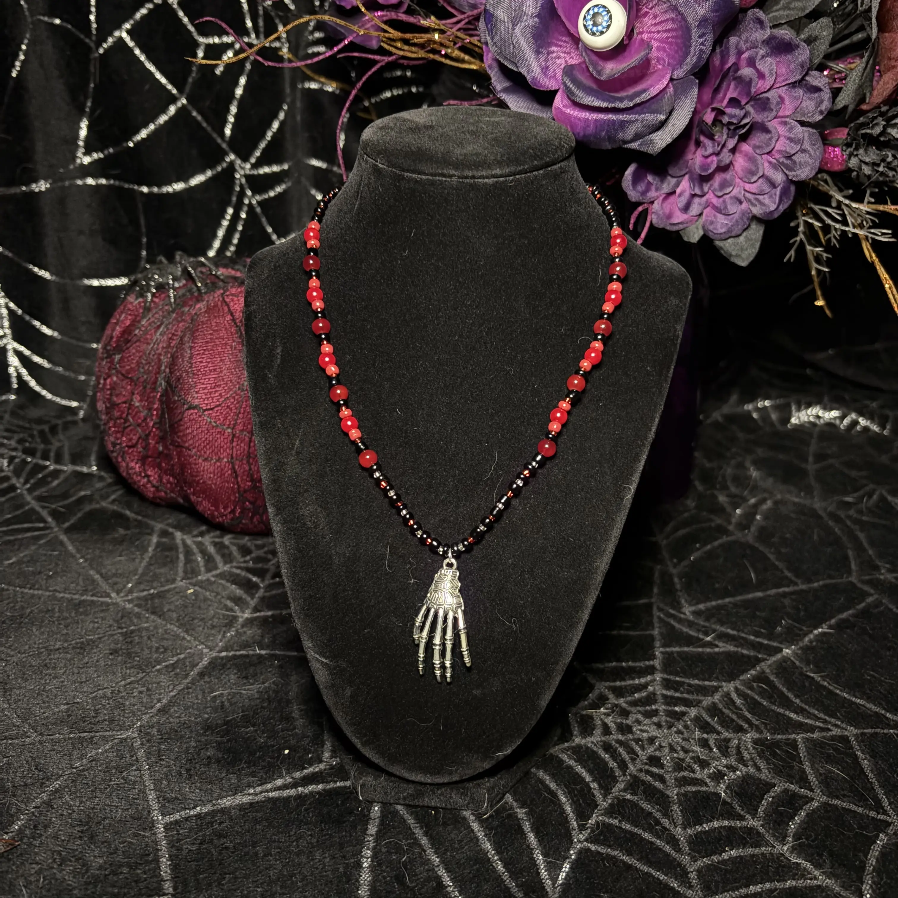 Handmade Skeleton Hand Necklace - Unique Handcrafted Design for Edgy Style - Perfect for Casual Outings & Themed Events