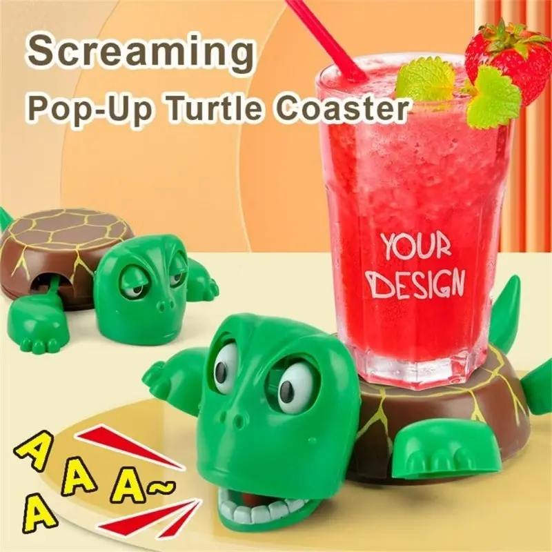 Bouncy Turtle Cup Mat, Coasters, Coasters for Drinks, Funny Coasters, Quirky Turtle Coasters, Fun Expression Liftable Limbs Turtle Cup Holder, Drink Cup Mat, Desk Stress Relief Toy, Home Decor, Gift