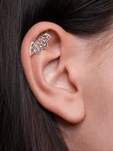 1pc Boho Spiral Earrings, Fashionable and Simple Lotus Design, Gothic Spider Web Design, Party Jewelry, Hidden Spiral, Ear Cartilage Earrings Boho Perforated Jewelry (Gold&Silver), Ear Studs