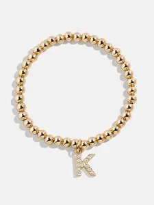 Gold/Pavé Dangle Charm Initial Pisa Bracelet  - K
