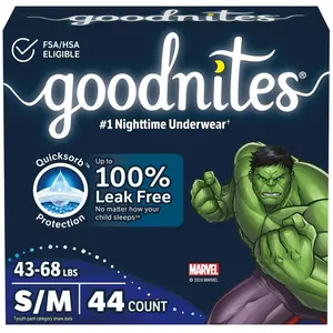 Goodnites Boys' Nighttime Underwear - S/M - 44ct