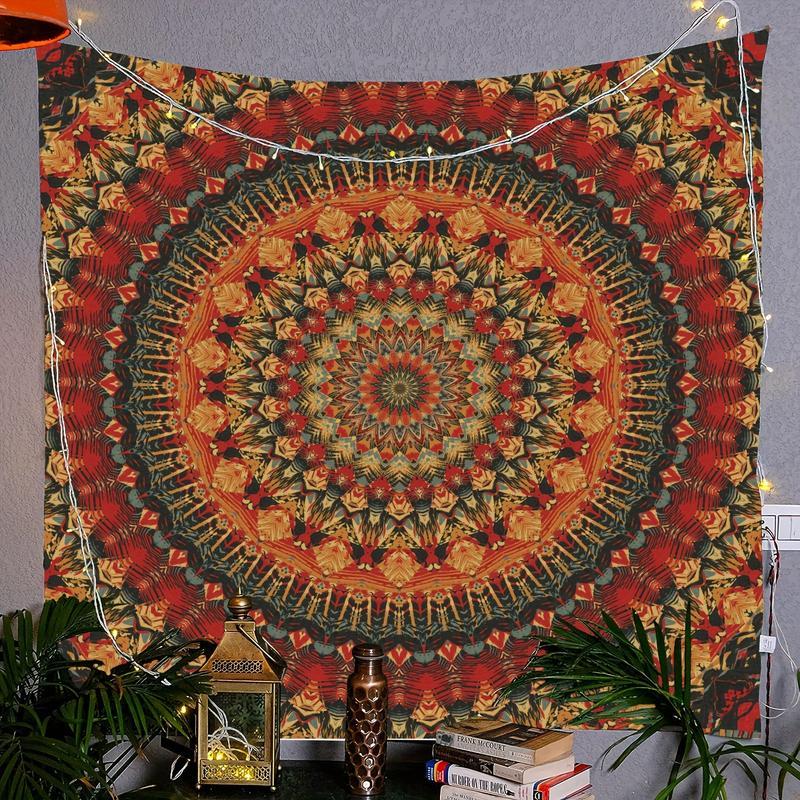 1 piece, Premium Bohemian Mandala Meditation Wall Tapestry - Woven Peach Skin Velvet Polyester Hanging Decor for Bedroom, Living Room, Indoor Use, Comes with Free Installation Package