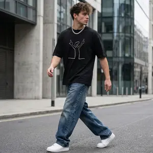 Minimalist Stick Figure Double Peace Sign Graphic Tee 100% Cotton Oversized Short Sleeve T Shirt For Urban Streetwear Enthusiast Trendy t-shirts