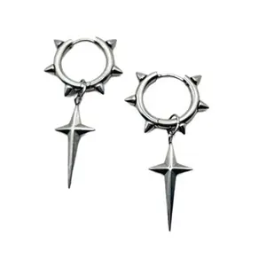 Eye catching Cone shaped Crucifix Pendant Earrings Stylish Dangle Ear Accessory