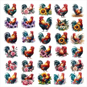 Kids Rooster Chicken DTF Transfers, Pre-Made Gangsheet, Specialty DIY Supplies for Toys & Hobbies DIY Projects