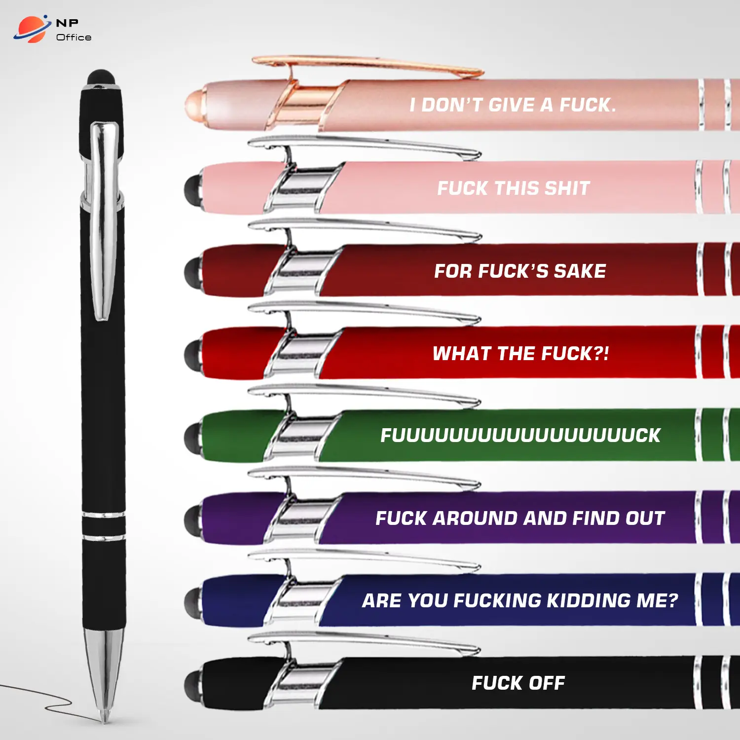 Funny F-Word Pen Set, 8 Pack Colorful Ballpoint Pens with Hilarious Sayings, Novelty Office Gifts for Coworkers & Adults