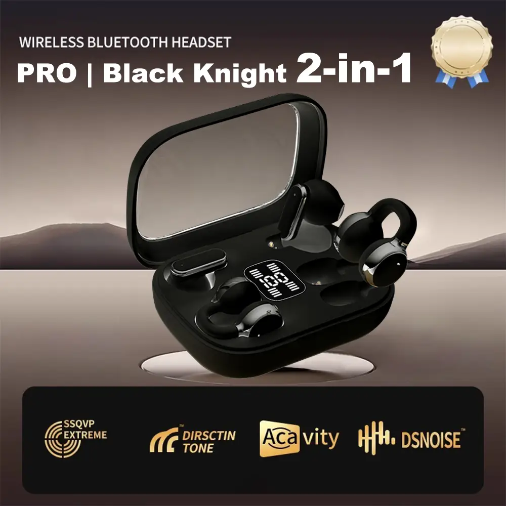 2in1 Dual Wireless Bluetooth Earbuds Set with LED Display 30Hour Battery Life Fast Charging Waterproof ENC for Driving Home Office Audio Cable