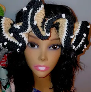 BEADED CROCHET RUFFLE HEADBAND