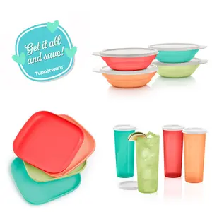 Tupperware 20-Piece Summer Serving Set with Plates, Bowls with lids and Tumblers with lids