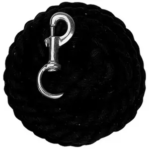 212 MAIN Soft Cotton Lead Rope - 0.63 in x 10 ft Black Rope, Solid Brass Components, Snap Hook (Weaver Leather 35-1910-BK)
