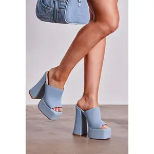 AKIRA GOLD FIKILE DENIM CHUNKY SANDAL