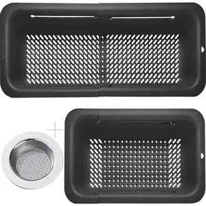 Collapsible Colander and Strainer for Kitchen, Over the Sink Strainer Basket for Kitchen, Fruit Pasta  Strainer Expandable Plastic Colander with A Sink Drain Strainer Stainless Steel