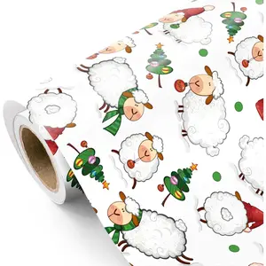 Sheep Christmas Wrapping Paper - Mini Roll - 17 Inch x 16.5  - Funny Sheep Farmhouse Wrapping Paper for Christmas, Xmas Holiday, Party Celebration