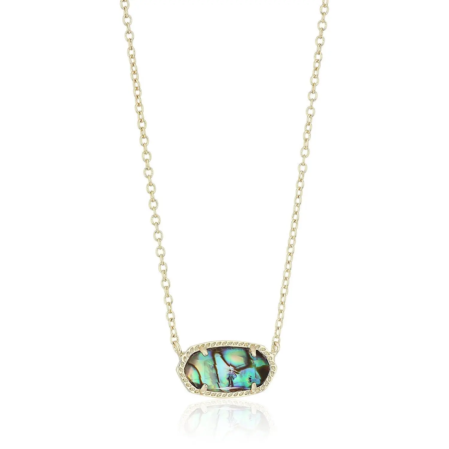 Kendra Scott Signature Elisa Gold Plated Abalone Shell Pendant Necklace - 4217709207, Lobster Claw, Chain-Link, Faceted Stone, Link-Chain Necklace