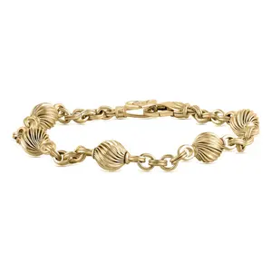 Christian James 14K Gold Clad Bead Station RoloLink Bracelet