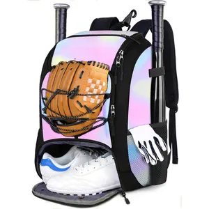 Baseball Backpack, Softball Bat Bag with Shoes Compartment for Youth, Boys and Adult, Lightweight Baseball Bag with Fence Hook Hold TBall Bat, Batting Mitten, Helmet, Caps, Teeball Gear