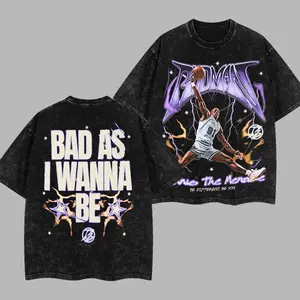 Dennis Rodman 91 Unisex T-Shirt, Sweatshirts, Dennis the Menace 100% Heavy Cotton Bulls Basketball Team T-Shirt, Basketball Legend Shirt Gift For True Basketball Fans Graphic Tees Streetwear Outfit