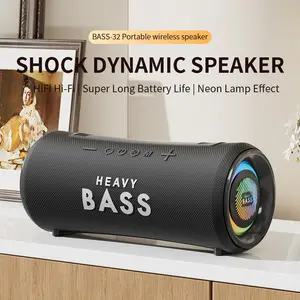 Portable Wireless Bluetooth Speaker with RGB Light, 31.8cm High-Powered Desktop Audio System, Deep Heavy Bass Boombox for Room Decor, Premium Electronic Tech Gift for Friends Adults