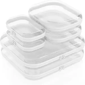 6PCS Clear Hard Shell Zipper Case for Storage, Portable Waterproof Cosmetic Bag with Zipper, Plastic Clear Pencil Case, Toiletry Pouch, Travel Organizer, Toy Storage Bins, Pencil Holder, Pen Box Kits