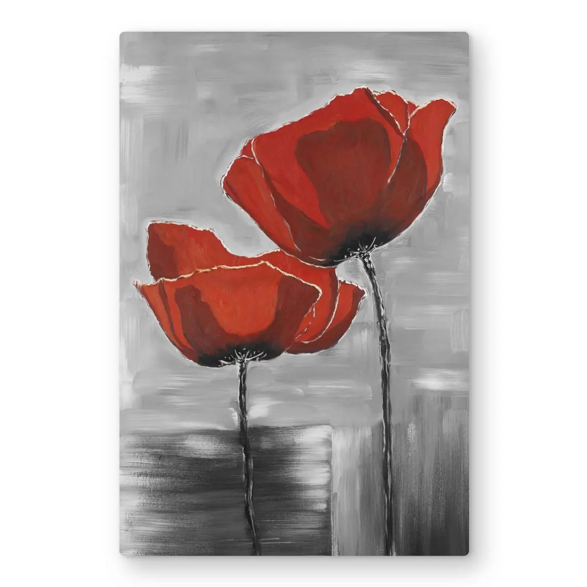 Begin Home Decor C1MP2030NKJXZD 20 x 30 in. Two Red Flowers On Grayscale Background Wall Art - Metal Print Decor