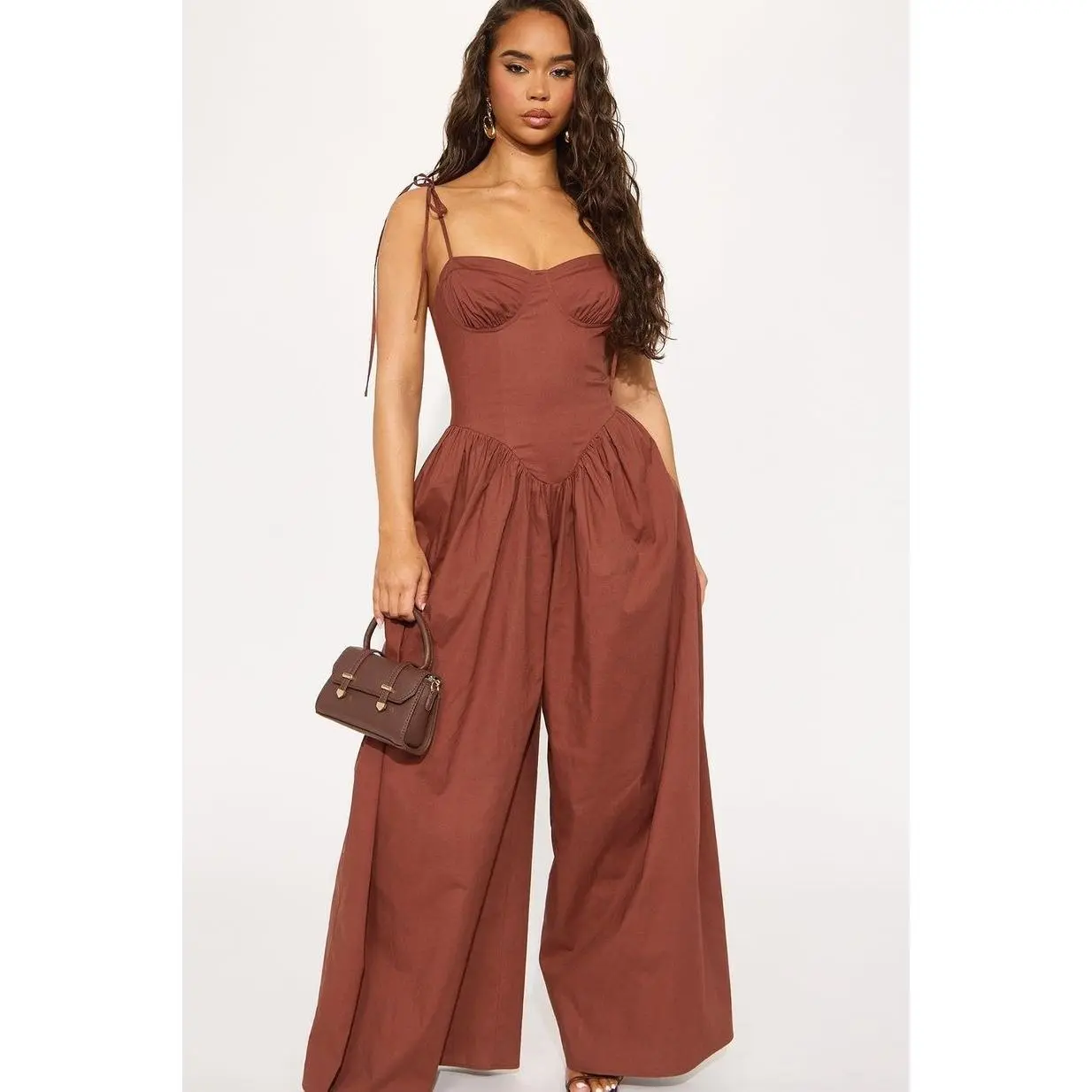 Lighter Than Air Poplin Jumpsuit - Chocolate T