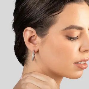 MIRAGE 1ct Diamond Hoop Earrings 14k white gold