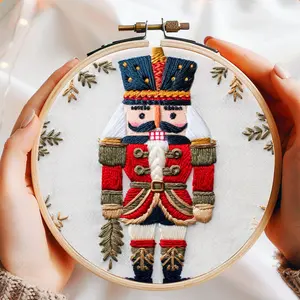 Christmas Nutcracker Soldier Embroidery Kit Embroidery Set, Adult Children DIY Handmade Embroidery Craft, Hand Embroidery Beginner Kit with Printed Embroidery Patterns, Suitable for Adult Beginners Christmas Embroidery Kit