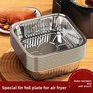 Air Fryer Disposable Aluminum Foil Pans – Square Non-Stick Baking Utensil Trays for Roasting, Grilling & Baking