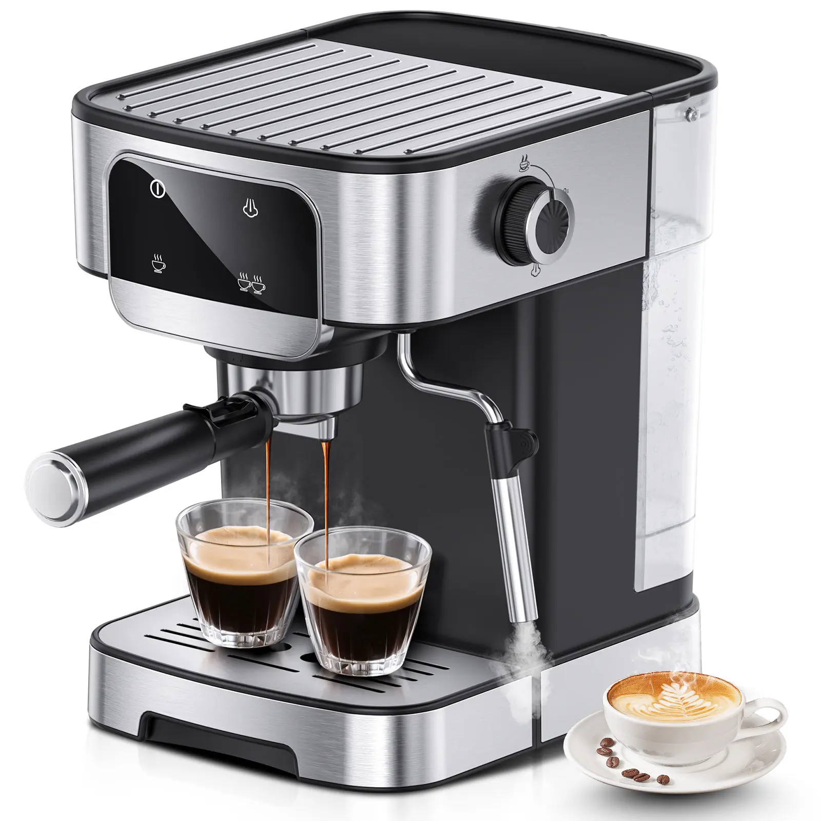 Espresso Machine 20 Bar, Semi-Automatic  Coffee Maker with LED Touch Screen, 61Oz Removable Water Tank, Auto Milk Frother for Home Lattes & Cappuccinos   Professional espresso maker