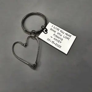 Fish Hook Heart Keychain