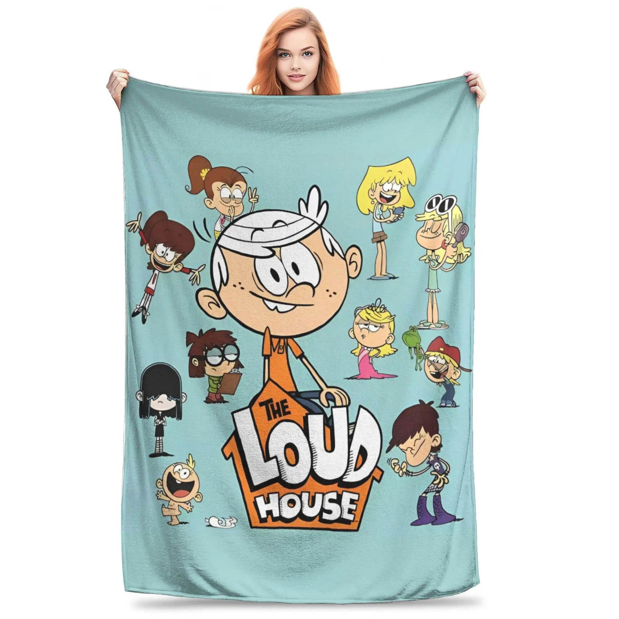L-Loud House Family Cartoon Flannel Blanket, Fuzzy Warm Throw Blanket for Bedspread, Office Breaks, Comedy Fan Decor