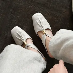 2026 Cut Out Design Flat Mules for Women,Women's Soft Sole Knot Mules,Lightweight Round Toe Backless Non-Slip Sandals.Increase height by 5 cm Pu Shoe