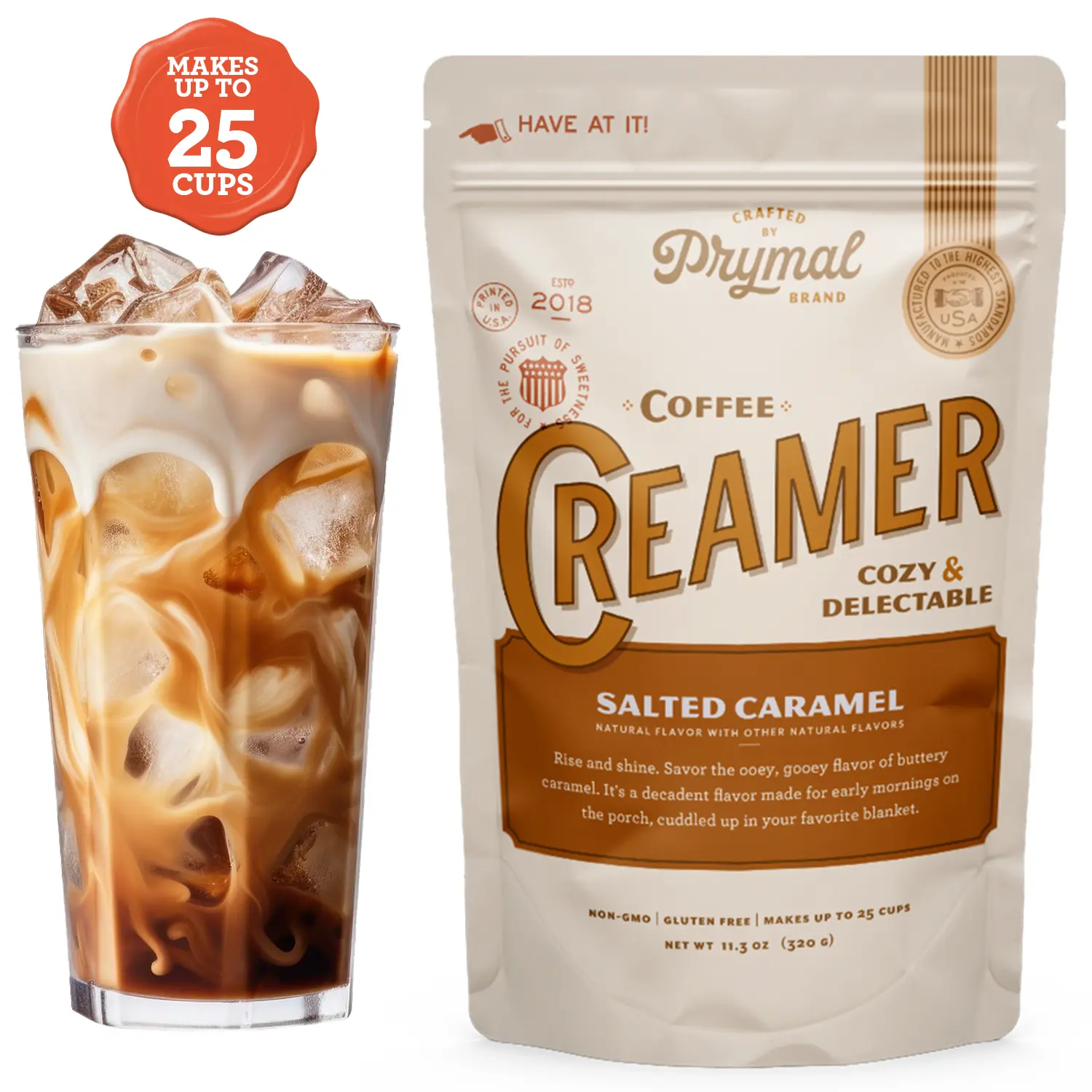 Prymal Salted Caramel Sugar-Free Coffee Creamer Powder - No Seed Oils, Non-GMO, Gluten-Free - Made with MCT Oil & Coconut Milk
