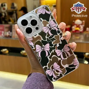 Protective Camo Bow Print Phone Case for iPhone 11-16 Pro Max - Soft Waterproof Shockproof Casing with Precise Cutouts & Non-Slip Grip