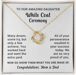White Coat Ceremony Gift Necklace, White Coat Ceremony Present for Her New Doctor Gift Love Knot Necklace, New Doctor Gift, Gift For Amazing Daughter, Chiropractor White Coat Ceremony