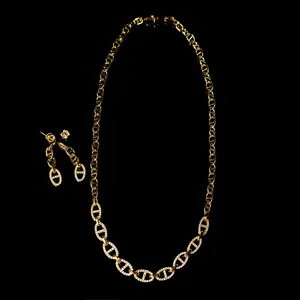 Women's 2-Piece Costume Jewelry Set - Anchor Chain Necklace, Dangle Earrings Fashion Accessories for Daily Wear