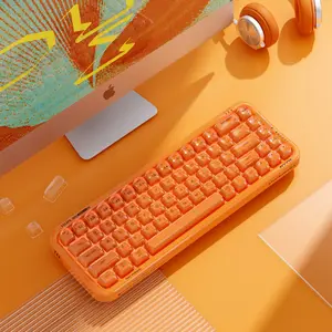 MOFii Stylish Gaming Keyboard | Unique Orange Clear Keycaps, 15 Cool RGB Lights, Tri-Mode Rechargeable, US QWERTY