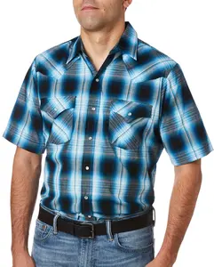 Men's Ely Cattleman Short Sleeve Plaid Western Snap Shirt