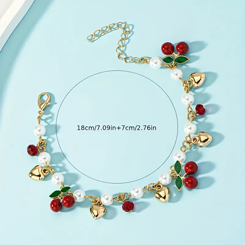 A Sweet Bracelet Featuring a Versatile Cherry Design, Perfect for Easy Styles. It'S an Exquisite Gift Option for Holidays And Birthdays