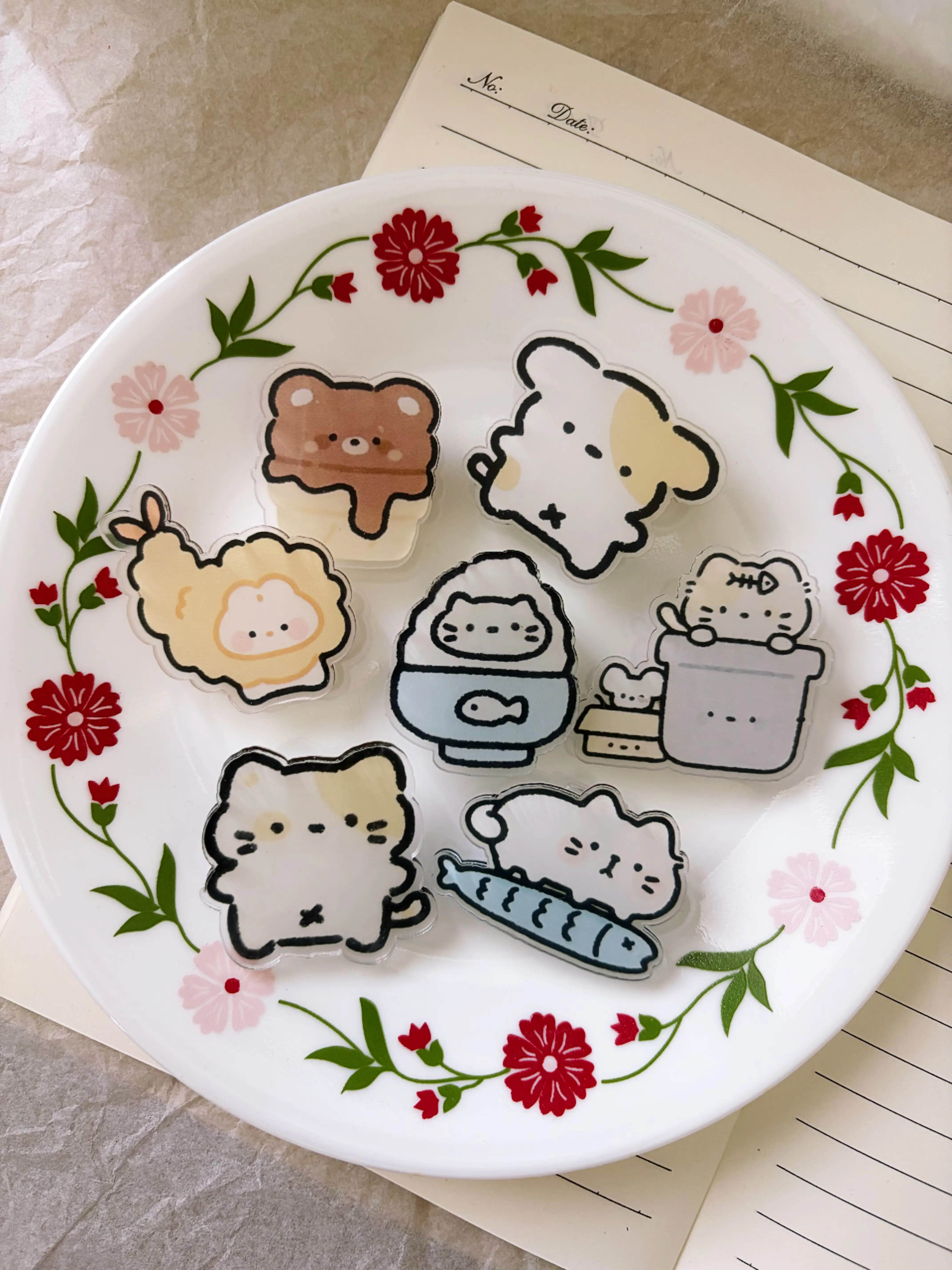 Kawaii Animal Memo Clips Set – Cute Cat & Puppy Single-Sided Acrylic PP Clips | Snack Bag Sealer, Paper Clips & Aesthetic Desk Accessories