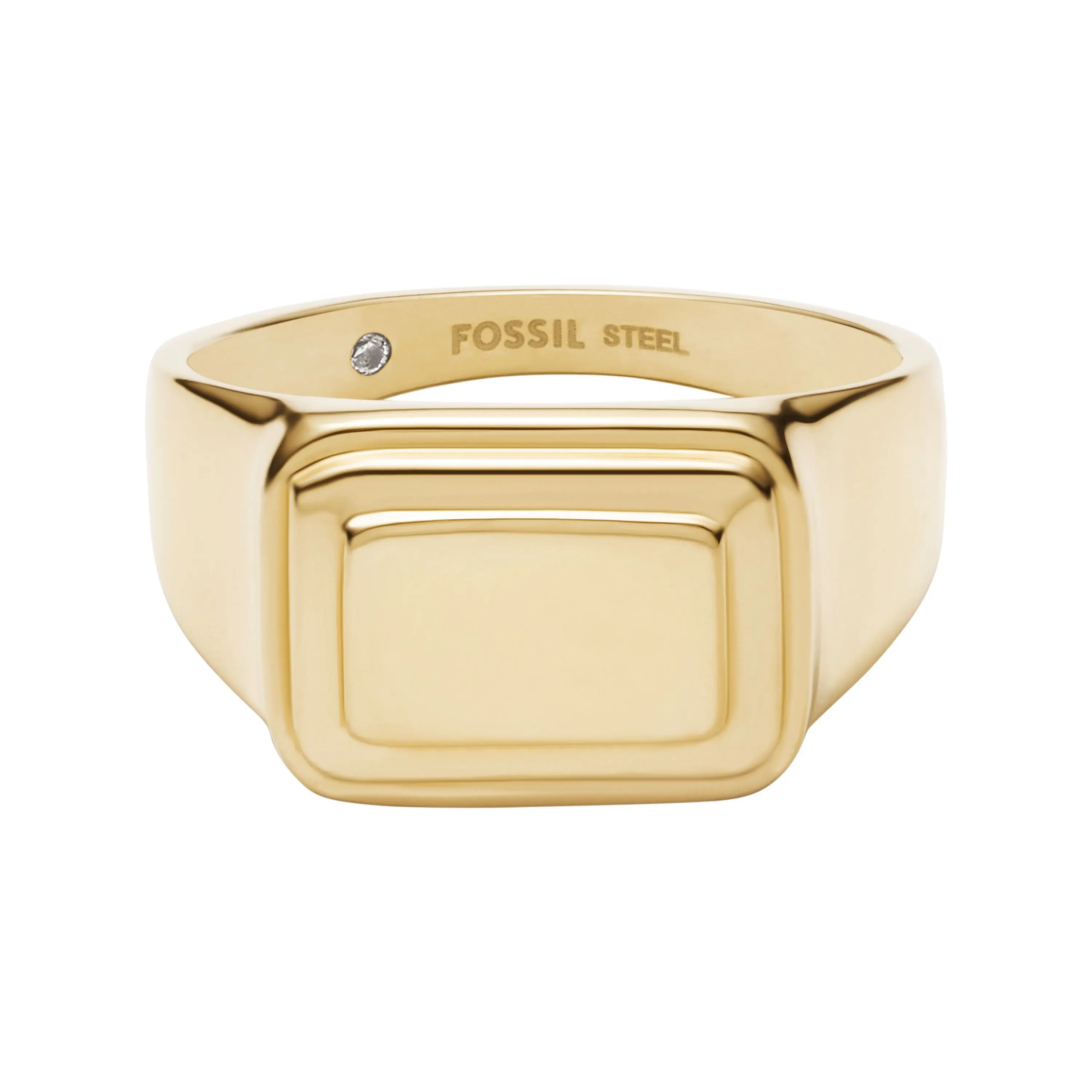 Fossil Women's Raquel Gold-Tone Stainless Steel Signet Ring, JF04952710