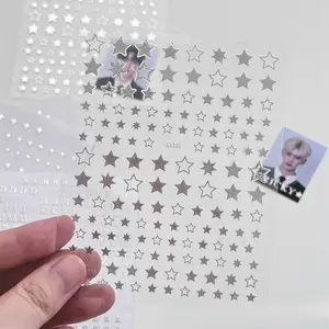 1/3pcs Silver Letters Star Stickers Y2K Kpop Toploader Deco Journaling Stickers Aesthetic Korean Stationery Art Decals for Phone