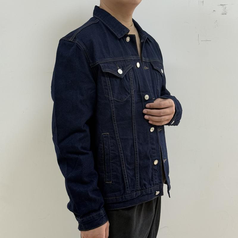 OeyFnbmO Men's Long Sleeve Denim Jacket with Flap Pockets All-Season Classic Jean Cloth for Fall Winter Redneck Street Style