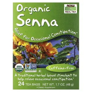 NOW Foods Real Tea, Organic Senna Tea, Caffeine Free, 24 Tea Bags, 1.7 oz (48 g)