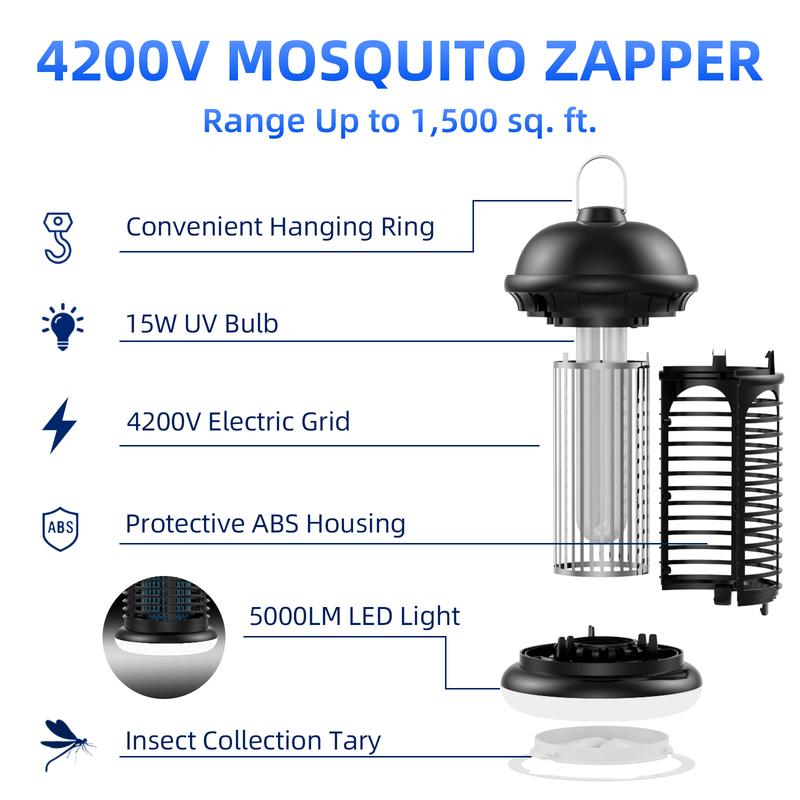 Electric Mosquito Zapper Outdoor Indoor, Bottom LED light Bug Zapper Fly Trap Insect killer for Summer Home, Backyard, Patio, Garden, New year and christmas gift Electric Mosquito Zapper Outdoor Indoor, Bottom LED light Bug Zapper Fly Trap Insect killer for Summer Home, Backyard, Patio, Garden, New year and christmas gift