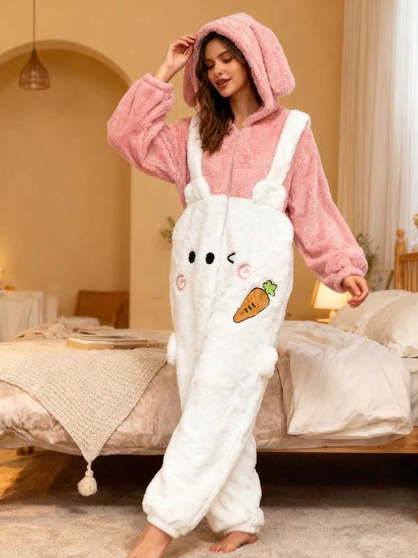 1pcs Women's Cute Cartoon Bear Hoodie Dress, Unicorn Design Winter Role Play Onesie, Christmas Party Casual and Pajamas