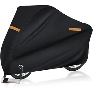 Motorcycle Cover Waterproof Outdoor,Motorcycle Covers Heavy Duty with Night Reflective Strips and Lock-Holes,Universal Outdoor Bike Cover Waterproof Fits up to 90.55" Length Motors