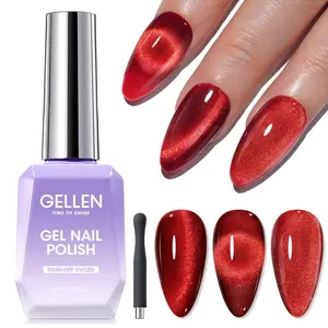 Gellen Red Cat Eye Gel Polish, 18ml – Burgundy Red Cat Eye Nail Gel with Magnet Stick